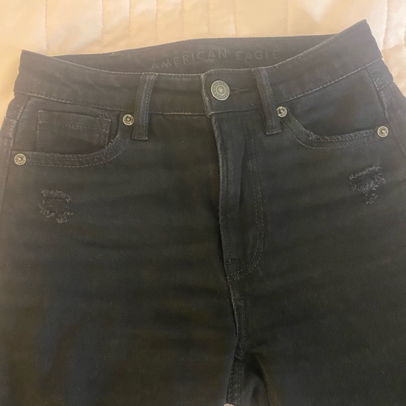 American Eagle Black Distressed Ripped Mom Jeans - Picture 6 of 7